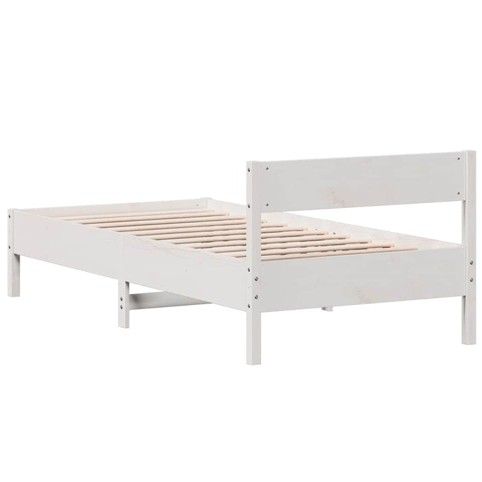 Cadru pat fără saltea, alb, 90x190 cm, lemn masiv de pin WALTI