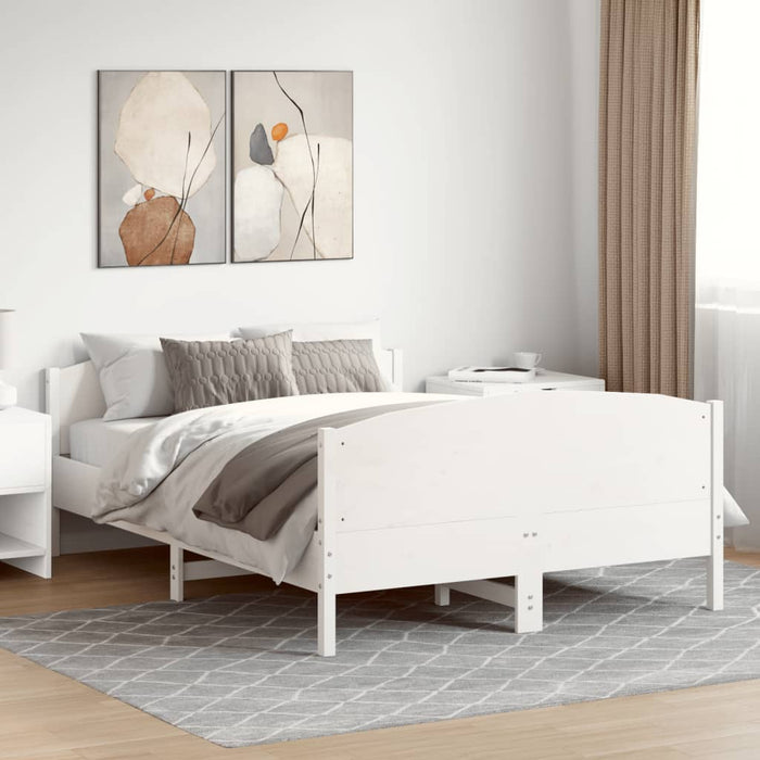 Cadru de pat fără saltea, alb, 140x200 cm, lemn masiv pin WALTI
