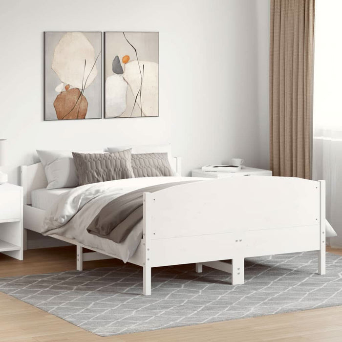 Cadru de pat fără saltea, alb, 135x190 cm, lemn masiv de pin - WALTI WALTI