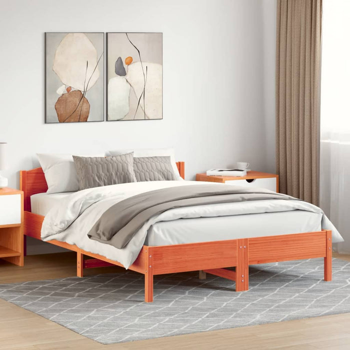 Cadru pat fără saltea, maro ceruit, 160x200 cm, lemn masiv pin - WALTI WALTI