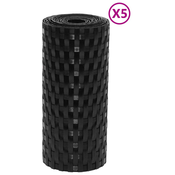 Paravane pentru balcon, 5 buc., negru, 255x19 cm, poliratan - WALTI WALTI
