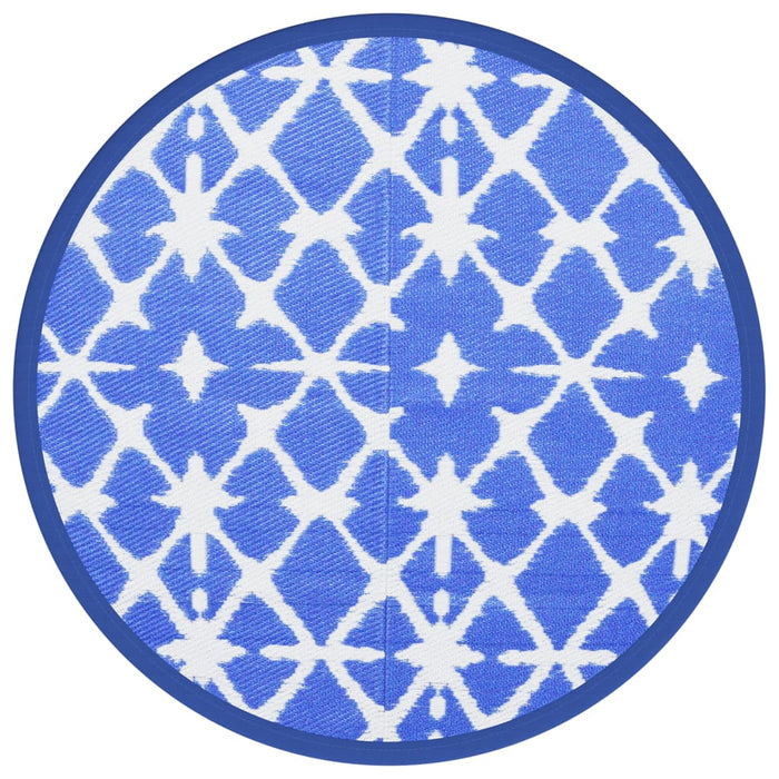 Covor de exterior, ARAKIL albastru și alb, Ø160 cm, PP - WALTI WALTI