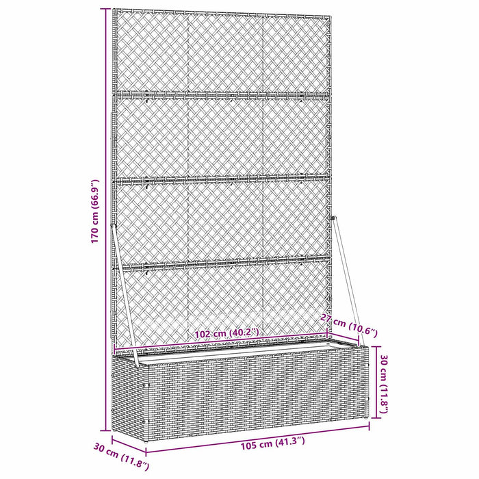 Suport pentru plante cu gard Gri 105 x 30 x 170 cm Metal WALTI