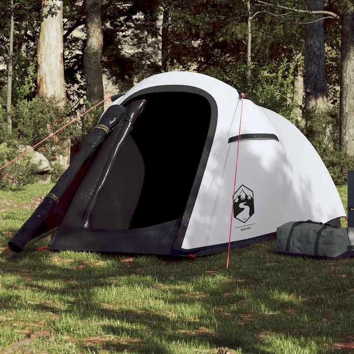 Cort camping tunel 2 persoane, alb, țesătură opacă, impermeabil WALTI