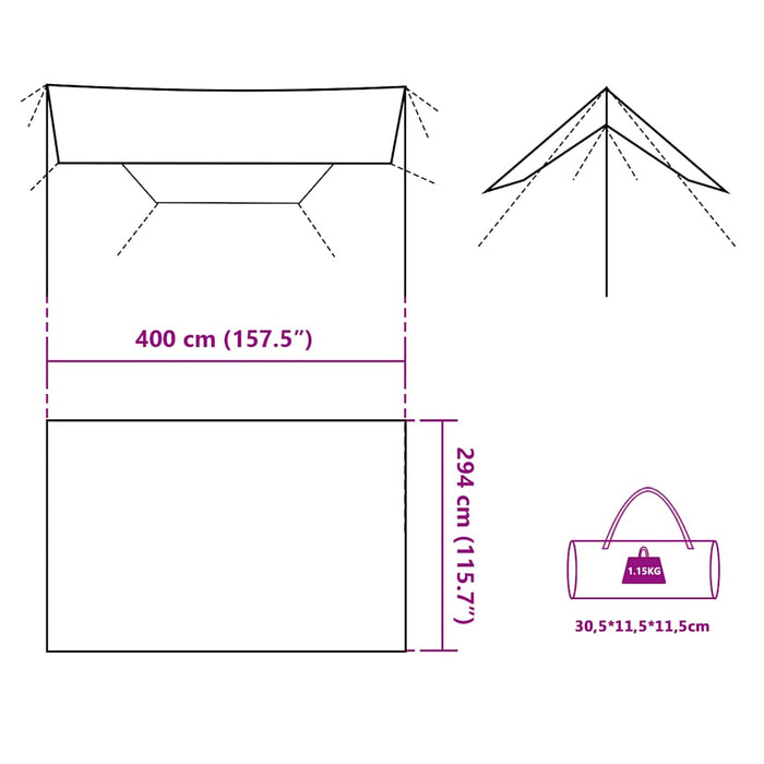 Prelată de camping, albastru, 400x294 cm, impermeabilă - WALTI WALTI