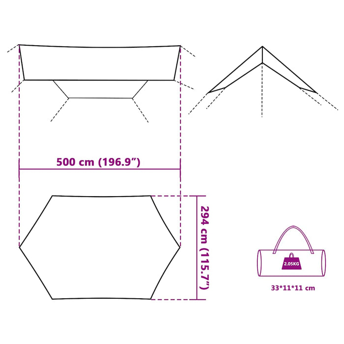 Prelată de camping, gri și portocaliu, 500x294 cm, impermeabilă - WALTI WALTI