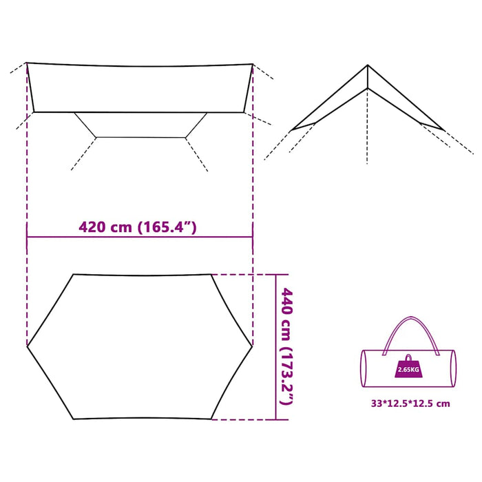 Prelată de camping, albastru, 420x440 cm, impermeabilă - WALTI WALTI