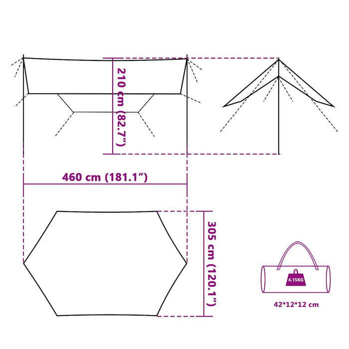 Prelată de camping, albastru, 460x305x210 cm, impermeabilă - WALTI WALTI