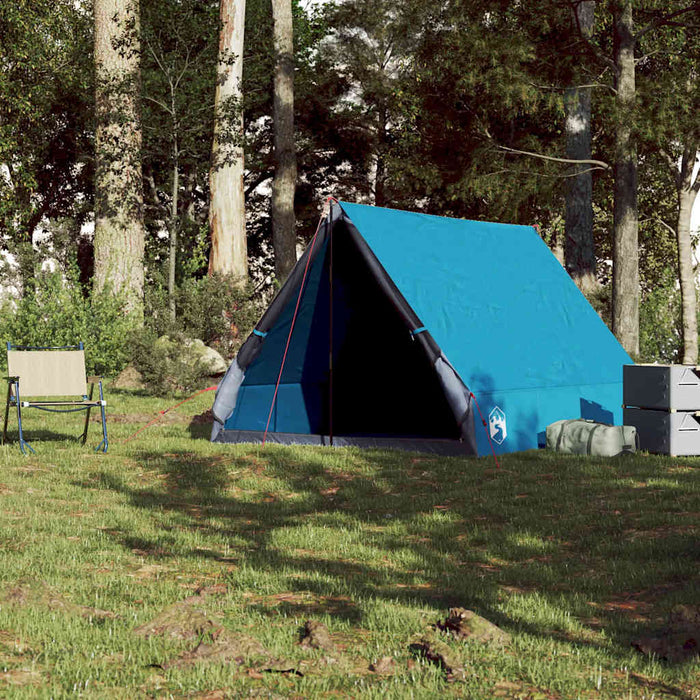 Cort de camping cu cadru A, 2 persoane, albastru, impermeabil WALTI