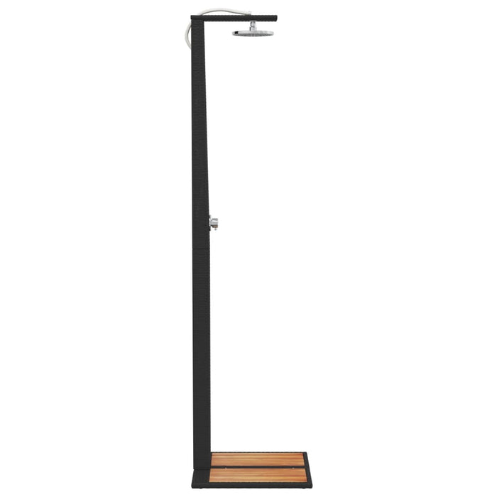 Duș de exterior, negru, 50x55x224 cm, poliratan și lemn acacia - WALTI WALTI
