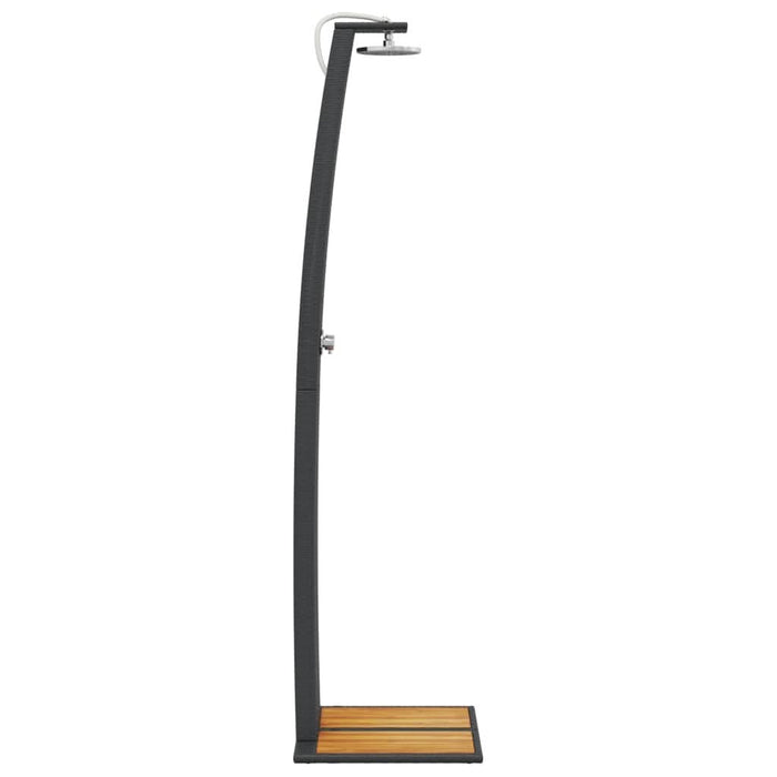 Duș de exterior, negru, 55x60x224 cm, poliratan și lemn acacia - WALTI WALTI
