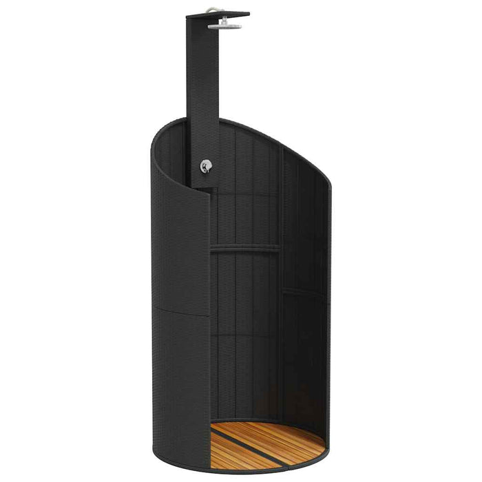 Duș de exterior, negru, 100x100x241,5 cm, poliratan/lemn acacia - WALTI WALTI