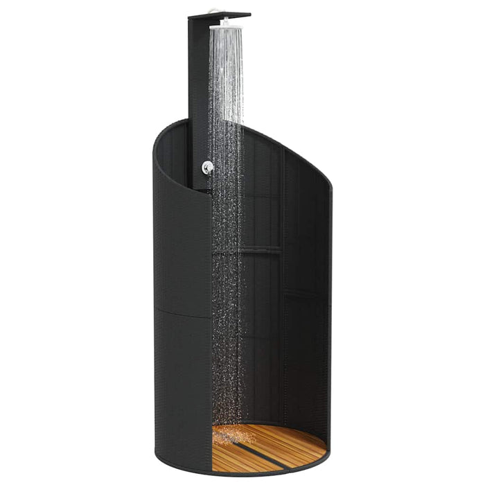 Duș de exterior, negru, 100x100x241,5 cm, poliratan/lemn acacia - WALTI WALTI