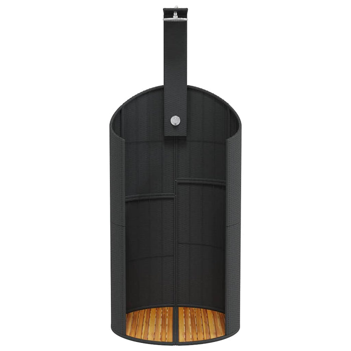 Duș de exterior, negru, 100x100x241,5 cm, poliratan/lemn acacia - WALTI WALTI