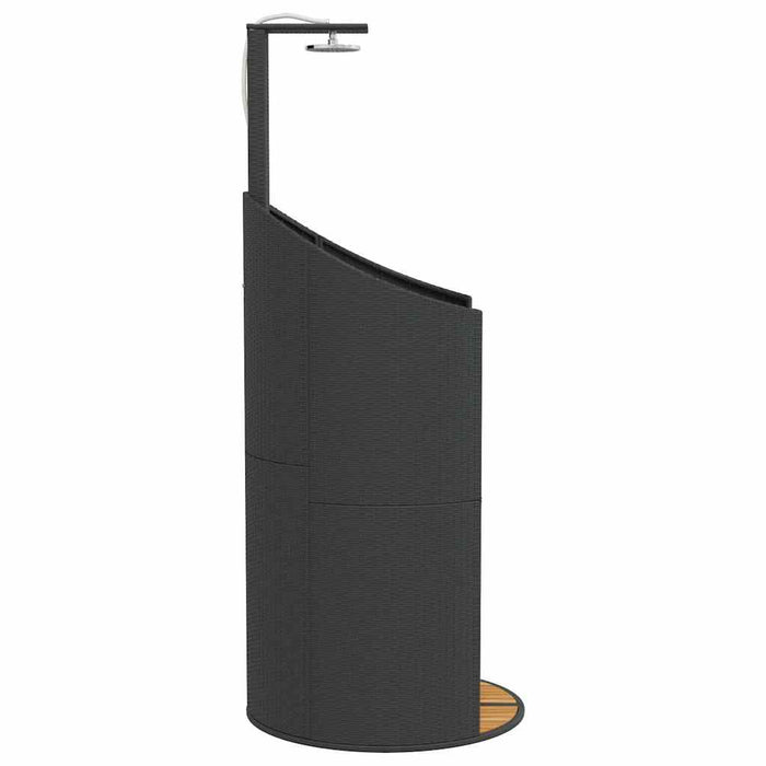 Duș de exterior, negru, 100x100x241,5 cm, poliratan/lemn acacia - WALTI WALTI