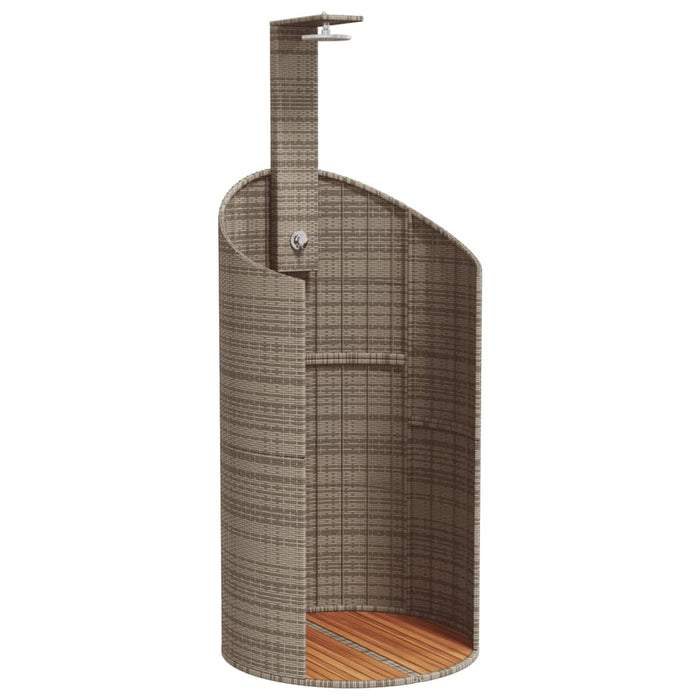 Duș de exterior, gri, 100x100x241,5 cm, poliratan/lemn acacia - WALTI WALTI