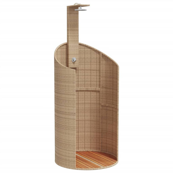 Duș de exterior, bej, 100x100x241,5 cm, poliratan/lemn acacia - WALTI WALTI