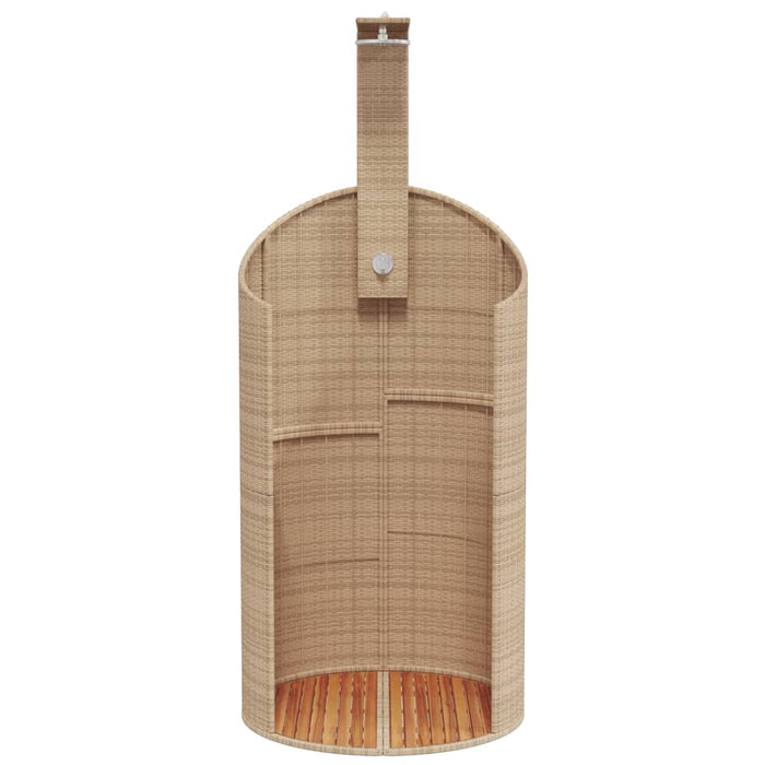 Duș de exterior, bej, 100x100x241,5 cm, poliratan/lemn acacia - WALTI WALTI