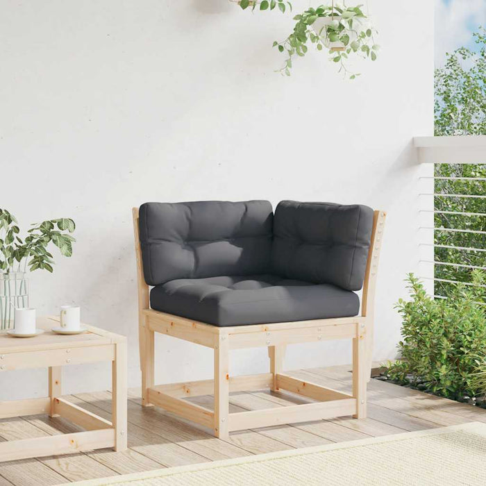Canapea colțar de grădină cu perne, 73x73x78 cm lemn masiv pin WALTI