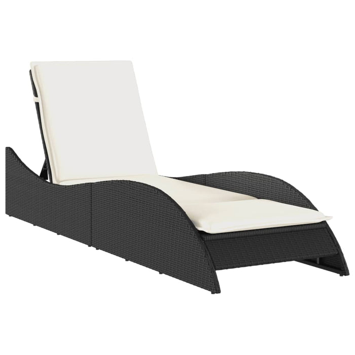 Șezlong cu pernă, negru, 60x205x73 cm, poliratan - WALTI WALTI