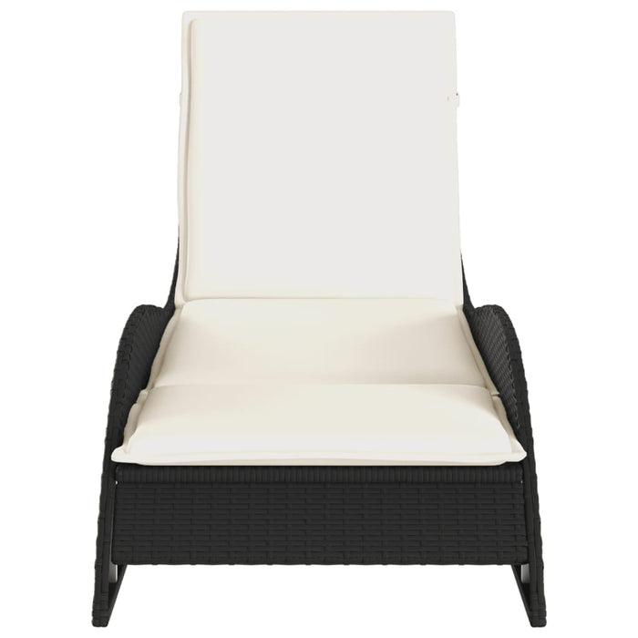 Șezlong cu pernă, negru, 60x205x73 cm, poliratan - WALTI WALTI