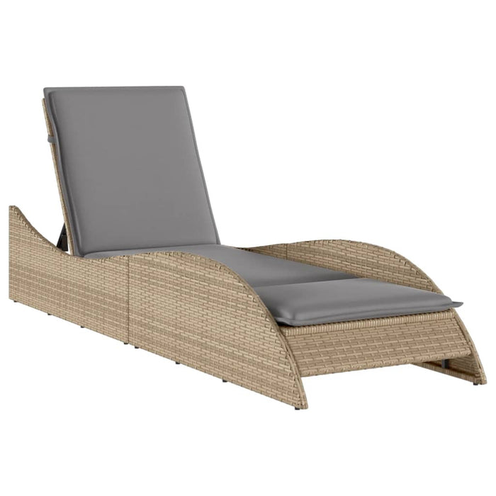 Șezlong cu pernă, bej, 60x205x73 cm, poliratan - WALTI WALTI