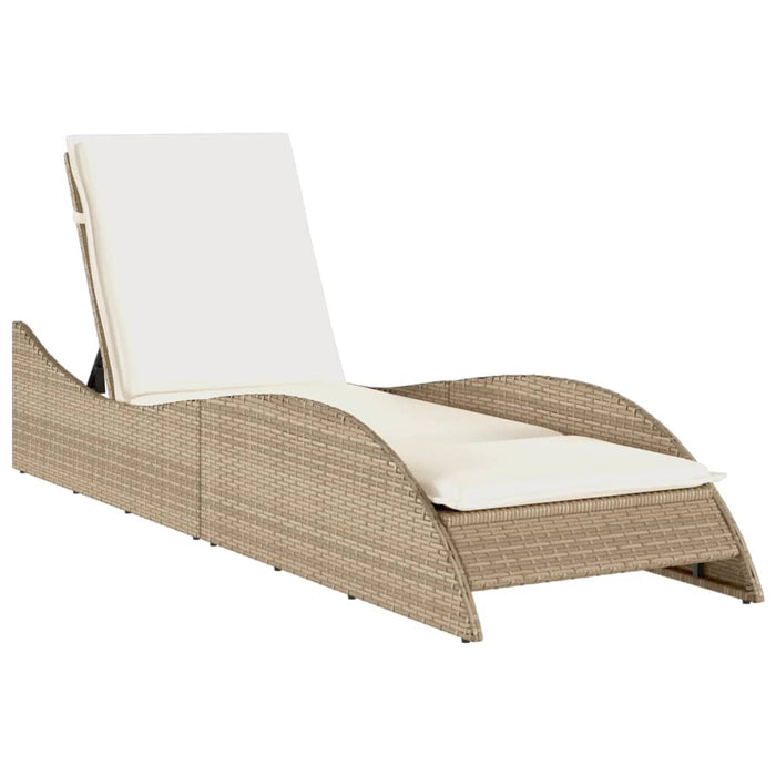 Șezlong cu pernă, bej, 60x205x73 cm, poliratan - WALTI WALTI