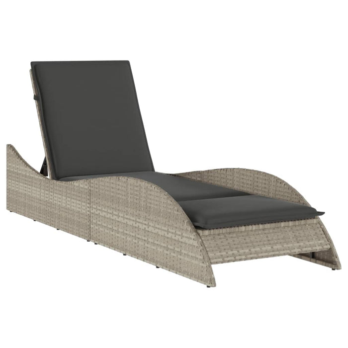Șezlong cu pernă, gri deschis, 60x205x73 cm, poliratan - WALTI WALTI