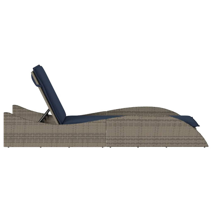 Șezlong cu pernă gri 60x205x73 cm, poliratan - WALTI WALTI