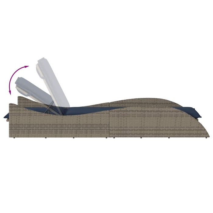 Șezlong cu pernă gri 60x205x73 cm, poliratan - WALTI WALTI