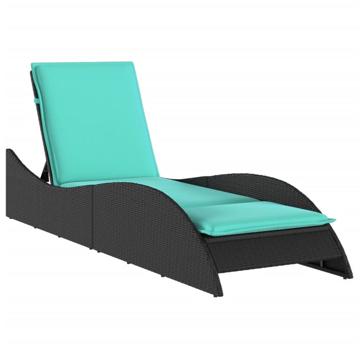 Șezlong cu pernă, negru, 60x205x73 cm, poliratan - WALTI WALTI