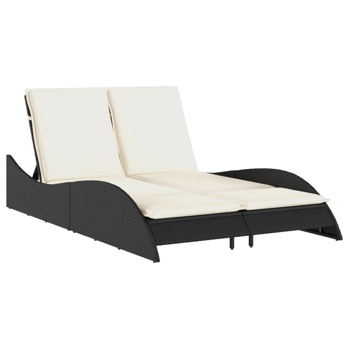 Șezlong cu perne, negru, 114x205x73 cm, poliratan - WALTI WALTI