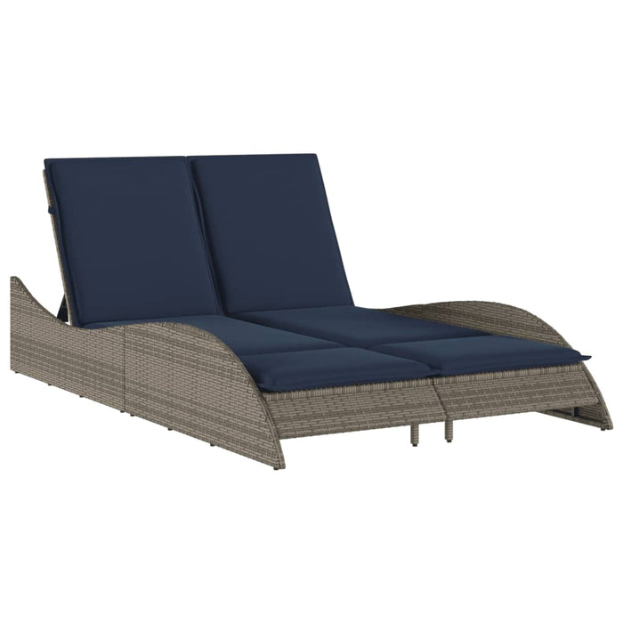 Șezlong cu perne gri 114x205x73 cm, poliratan - WALTI WALTI