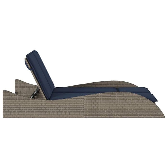 Șezlong cu perne gri 114x205x73 cm, poliratan - WALTI WALTI