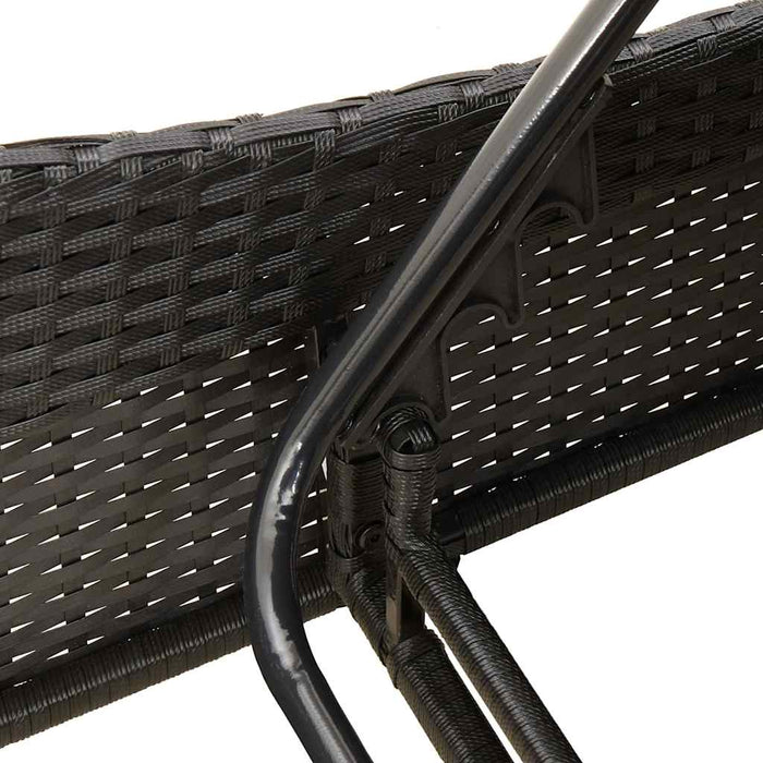 Șezlong cu perne, negru, 114x205x73 cm, poliratan - WALTI WALTI
