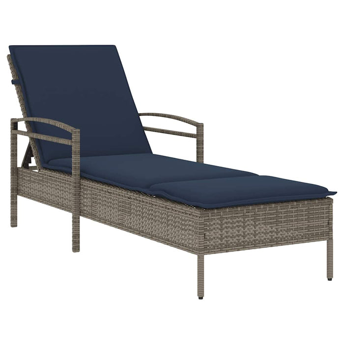 Șezlong cu pernă gri 63x200x81 cm, poliratan (doar SUA) - WALTI WALTI