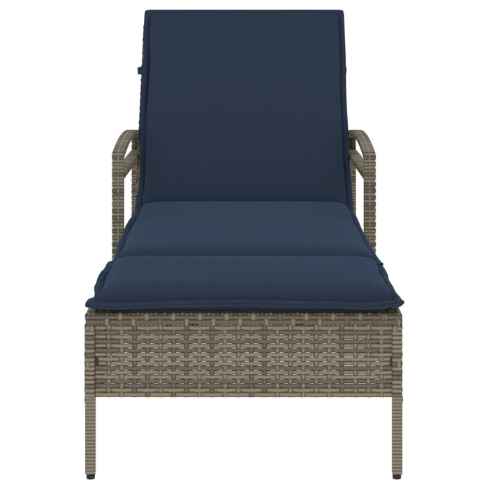 Șezlong cu pernă gri 63x200x81 cm, poliratan (doar SUA) - WALTI WALTI