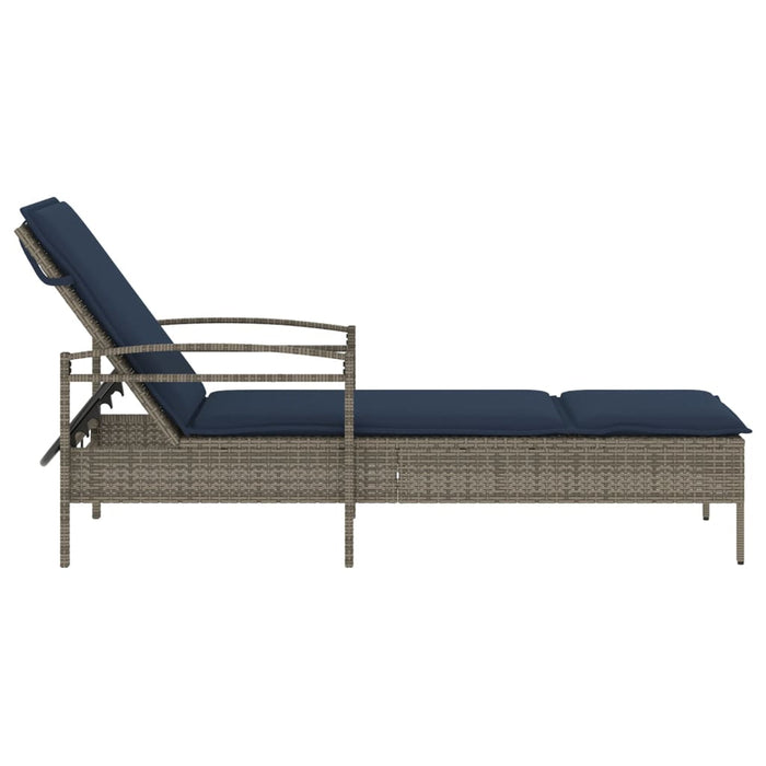 Șezlong cu pernă gri 63x200x81 cm, poliratan (doar SUA) - WALTI WALTI