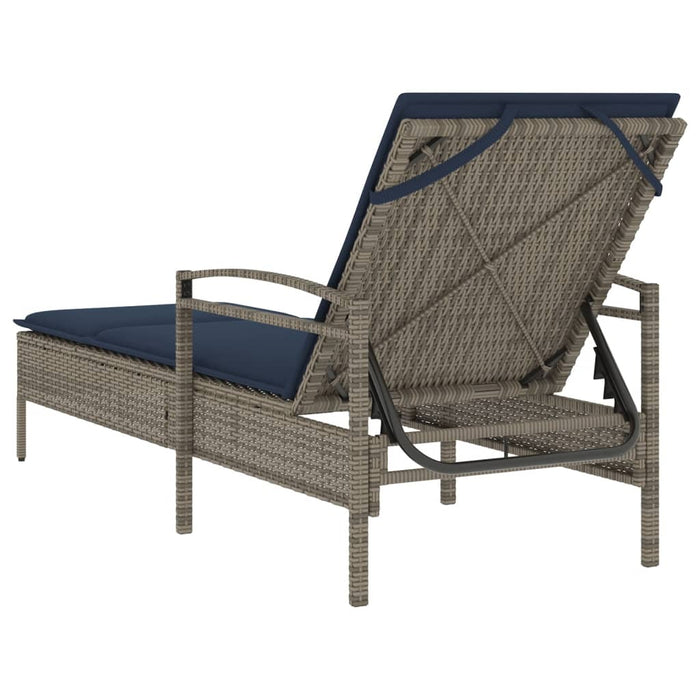 Șezlong cu pernă gri 63x200x81 cm, poliratan (doar SUA) - WALTI WALTI