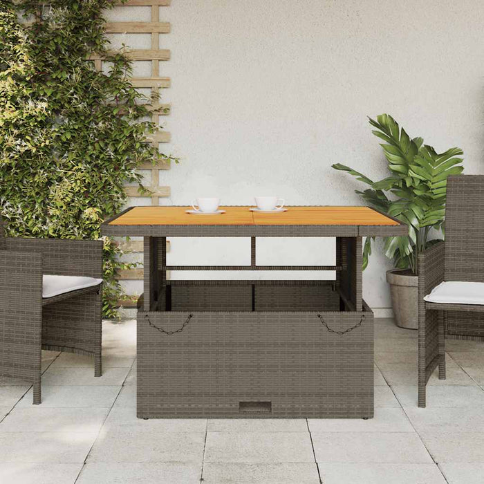 Masă de grădină, gri, 110x110x71 cm, poliratan și lemn acacia - WALTI WALTI