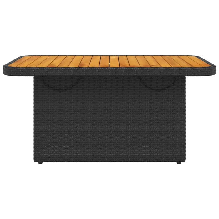 Masă de grădină, negru, 90x55x71 cm, poliratan și lemn acacia - WALTI WALTI