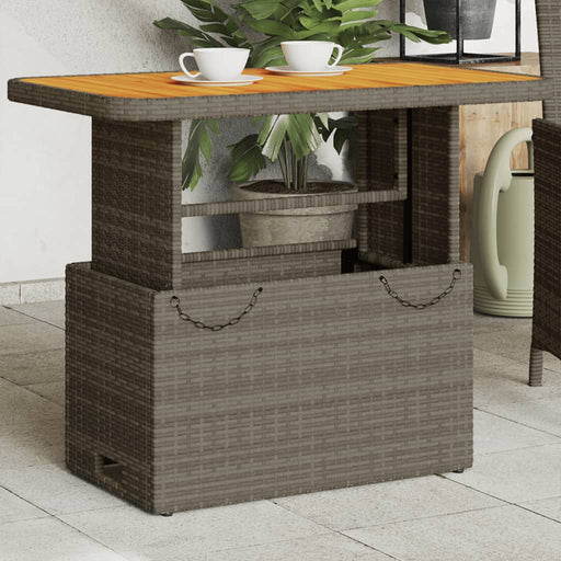 Masă de grădină, gri, 90x55x71 cm, poliratan și lemn de acacia - WALTI WALTI