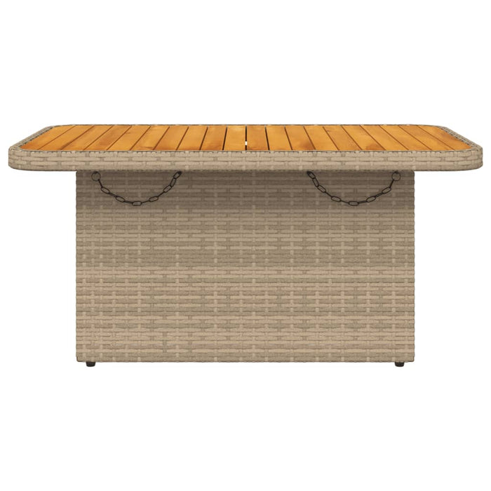 Masă de grădină, bej, 90x55x71 cm, poliratan și lemn de acacia - WALTI WALTI