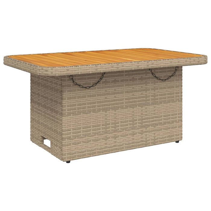 Masă de grădină, bej, 90x55x71 cm, poliratan și lemn de acacia - WALTI WALTI