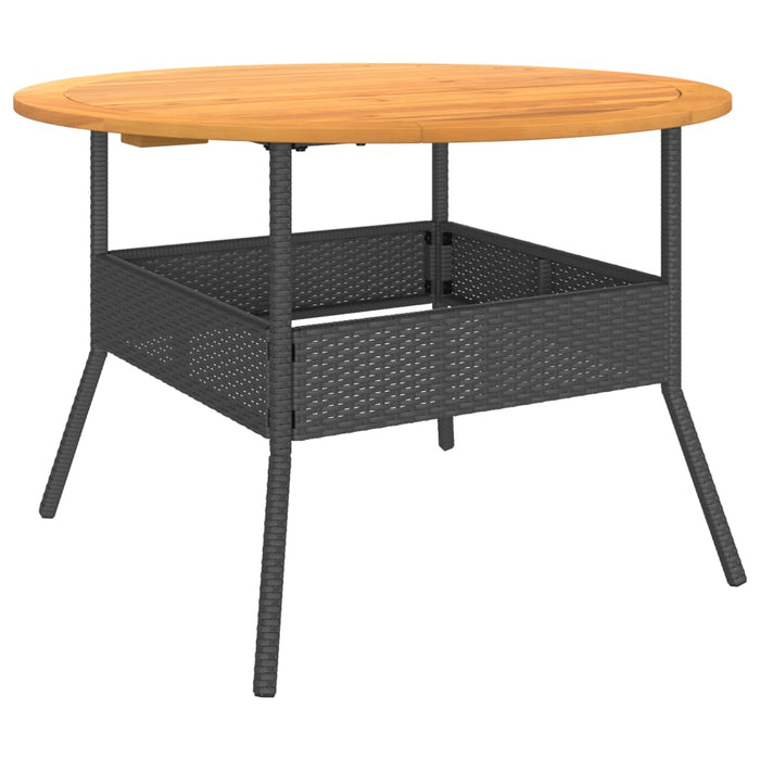 Masă grădină, blat din lemn acacia, negru, Ø110x71 cm poliratan - WALTI WALTI
