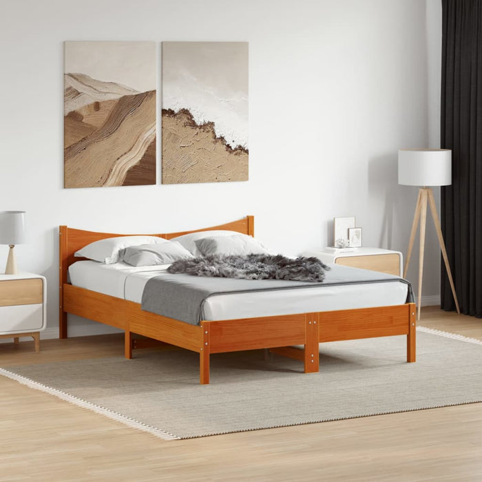 Cadru pat fără saltea, maro ceruit, 120x200 cm, lemn masiv pin WALTI
