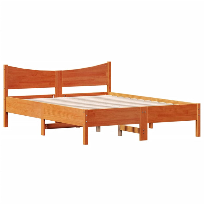 Cadru pat fără saltea, maro ceruit, 120x190 cm, lemn masiv pin WALTI
