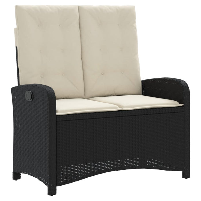 Bancă de grădină rabatabilă cu perne, negru, poliratan - WALTI WALTI