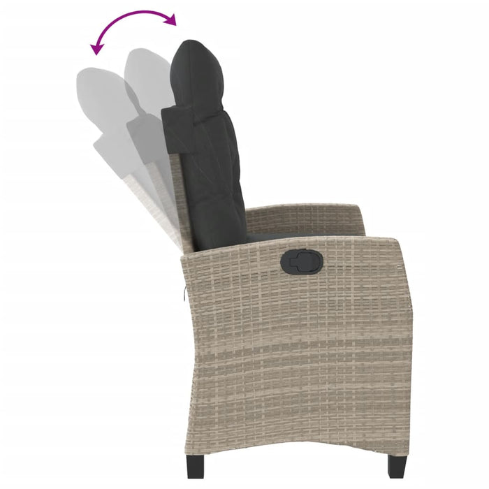 Bancă rabatabilă de grădină cu perne, gri deschis, poliratan - WALTI WALTI