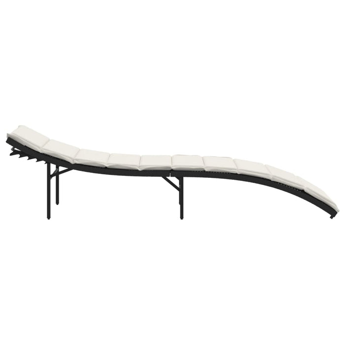 Șezlong cu pernă, negru, 55x199x50 cm, poliratan - WALTI WALTI